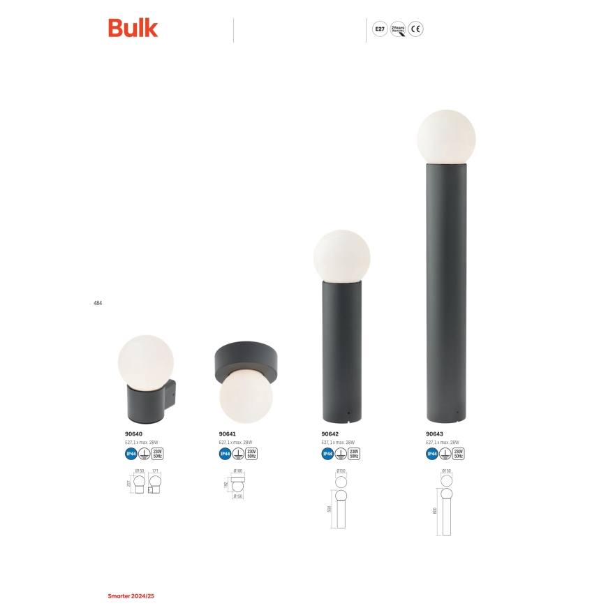 Redo 90643 - Lauko šviestuvas BULK 1xE27/20W/230V 80 cm IP44 antracitas
