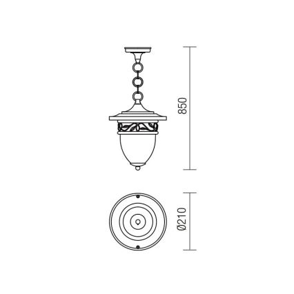 Redo 9399 - Lauko sietynas ant grandinės BASEL 1xE27/42W/230V IP44 juodas