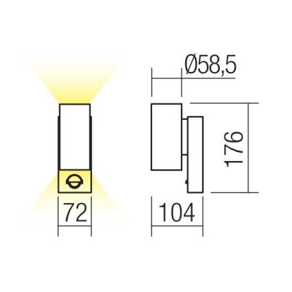 Redo 9455 - LED Lauko sieninis šviestuvas su jutikliu VINCE 2xLED/3W/230V IP54 ruda