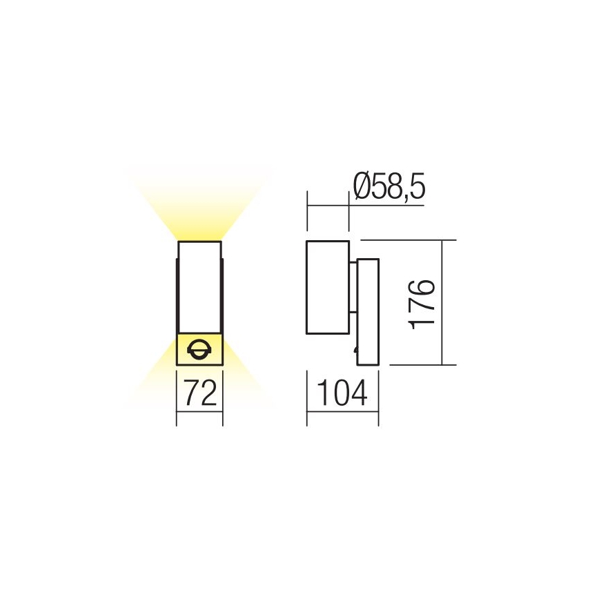 Redo 9455 - LED Lauko sieninis šviestuvas su jutikliu VINCE 2xLED/3W/230V IP54 ruda