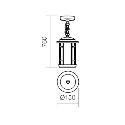 Redo 9956 - Pakabinamas lauko sietynas ant grandinės BRISTOL 1xE327/42W230V IP23