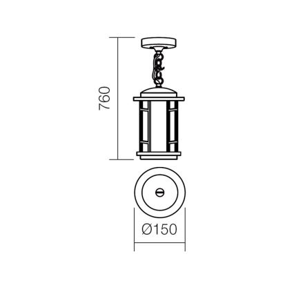 Redo 9956 - Pakabinamas lauko sietynas ant grandinės BRISTOL 1xE327/42W230V IP23