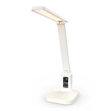Reguliuojama įkraunama jutiklinė LED stalinė lempa su ekranu LED/7,5W/1200 mAh 3000/4000/5700K CRI 90 balta