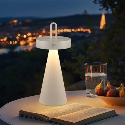 Reguliuojama lauko įkraunama jutiklinė stalinė lempa HALO LED/1,5W/3,7V 3000 mAh IP44 pilka