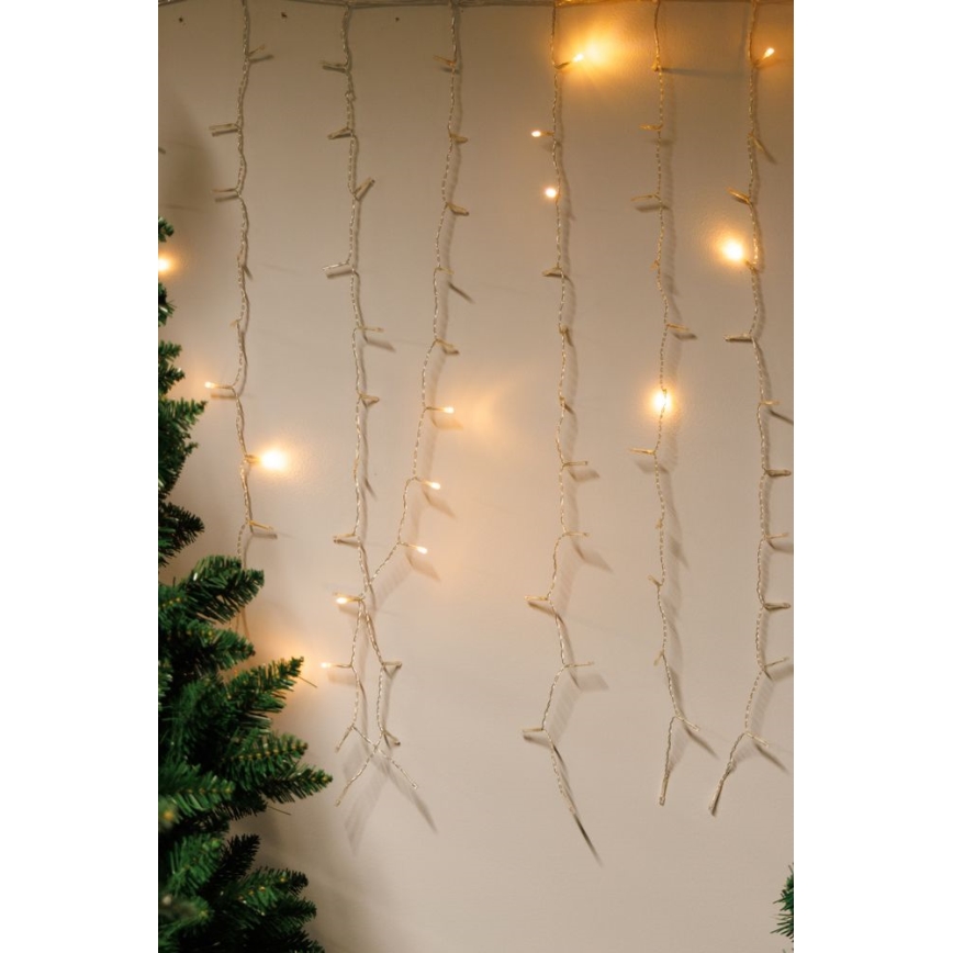 LED reguliuojama lauko kalėdinė užuolaida CURTAIN 360xLED/8,4W/230V 2x2 m IP44 šiltai balta + nuotolinis valdymas