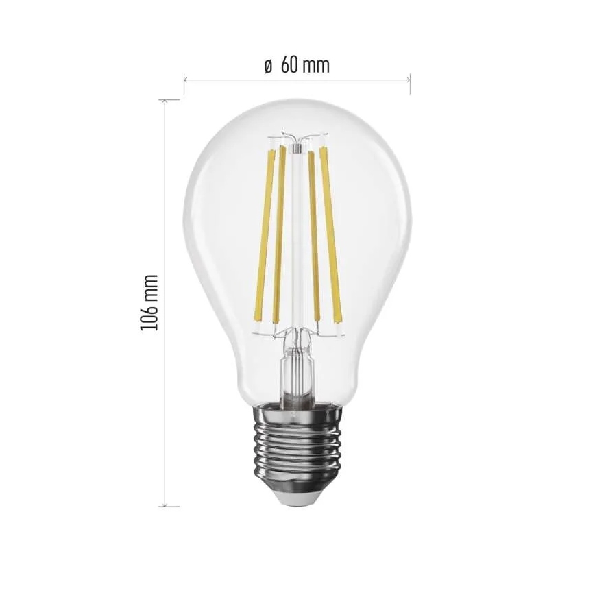 Reguliuojama LED filamentinė lemputė A60 E27/7,5W/230V 4000K