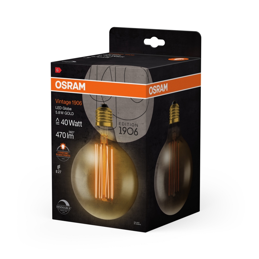 Reguliuojama LED filamentinė lemputė E27/5,8W/230V 2200K - Osram