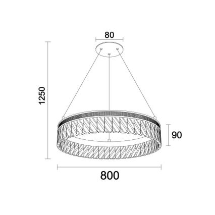 Reguliuojama LED krištolinė liustra ant laido THALIA LED/55W/230V 3000-6000K Ø 80 cm + nuotolinis valdymas