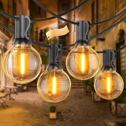 Dimeriuojama lauko LED dekoratyvinė girlianda 25xE12/1W/24/230V 17,5 m IP65 juoda + nuotolinis valdymas