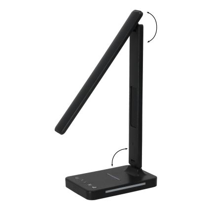 Reguliuojama LED stalinė lempa su belaidžiu įkrovimu QI, ekranas ir USB prievadas LED/7W/230V 3000-6000K juoda