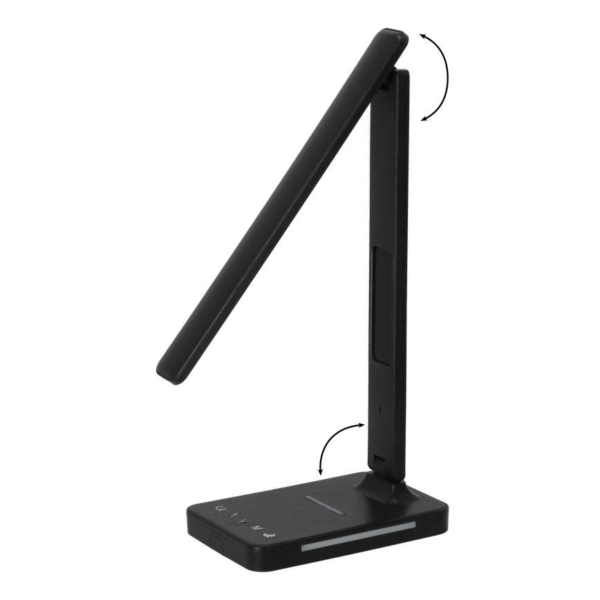 Reguliuojama LED stalinė lempa su belaidžiu įkrovimu QI, ekranas ir USB prievadas LED/7W/230V 3000-6000K juoda