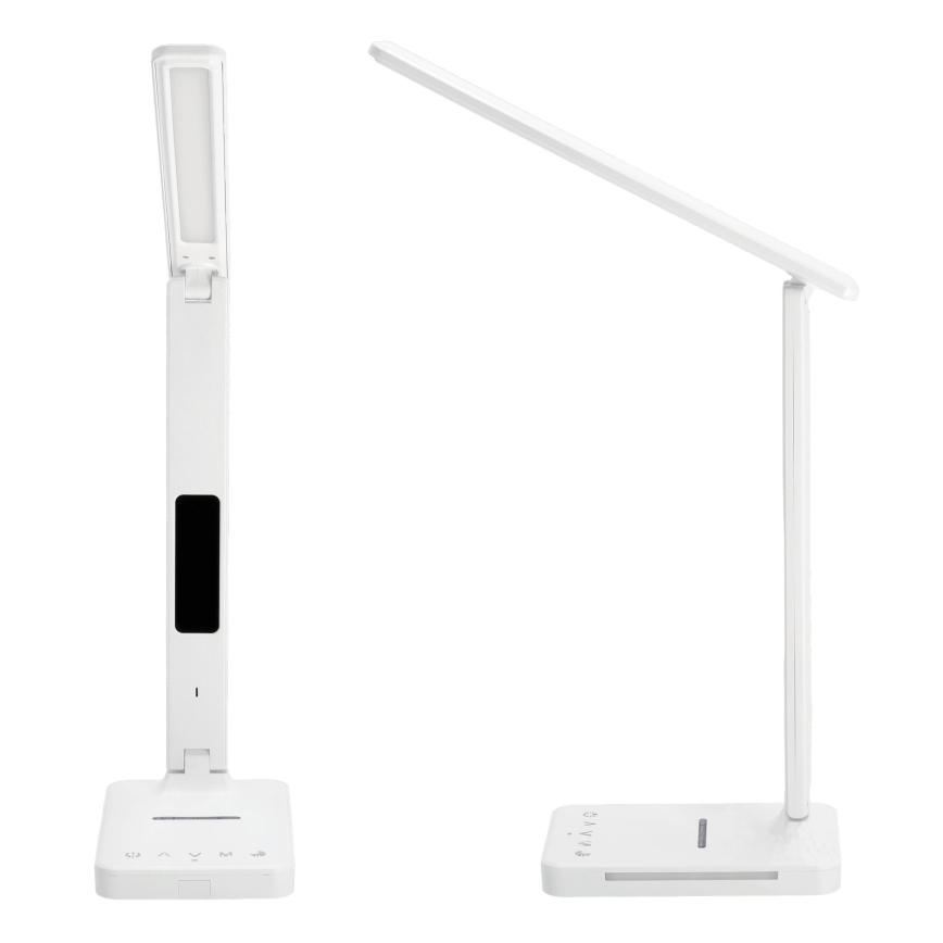Reguliuojama LED stalinė lempa su belaidžiu įkrovimu QI, ekranas ir USB prievadas LED/7W/230V 3000-6000K balta