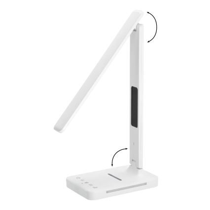Reguliuojama LED stalinė lempa su belaidžiu įkrovimu QI, ekranas ir USB prievadas LED/7W/230V 3000-6000K balta