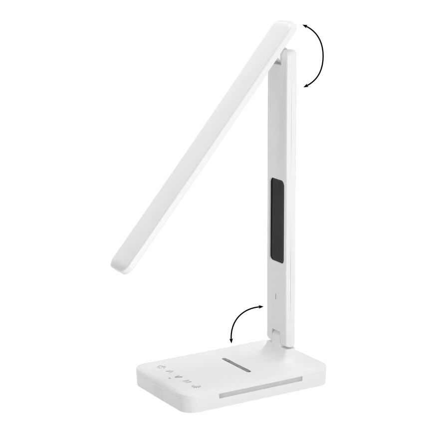 Reguliuojama LED stalinė lempa su belaidžiu įkrovimu QI, ekranas ir USB prievadas LED/7W/230V 3000-6000K balta