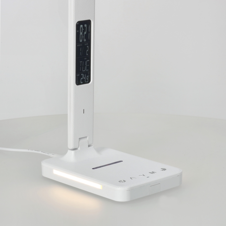 Reguliuojama LED stalinė lempa su belaidžiu įkrovimu QI, ekranas ir USB prievadas LED/7W/230V 3000-6000K balta