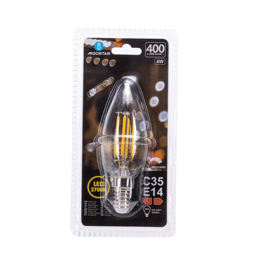Reguliuojama LED lemputė FILAMENT C35 E14/4W/230V 2700K - Aigostar