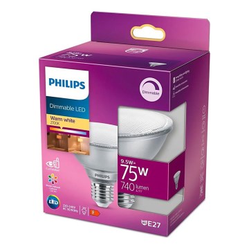 Reguliuojama LED lemputė Philips E27/9,5W/230V 2700K