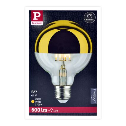 Reguliuojama LED lemputė su veidrodiniu sferiniu dangteliu GLOBE G95 E27/6,5W/230V 2700K gold - Paulmann 28675