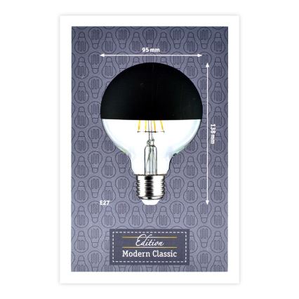Reguliuojama LED lemputė su veidrodiniu sferiniu dangteliu GLOBE G95 E27/6,5W/230V 2700K black - Paulmann 28676