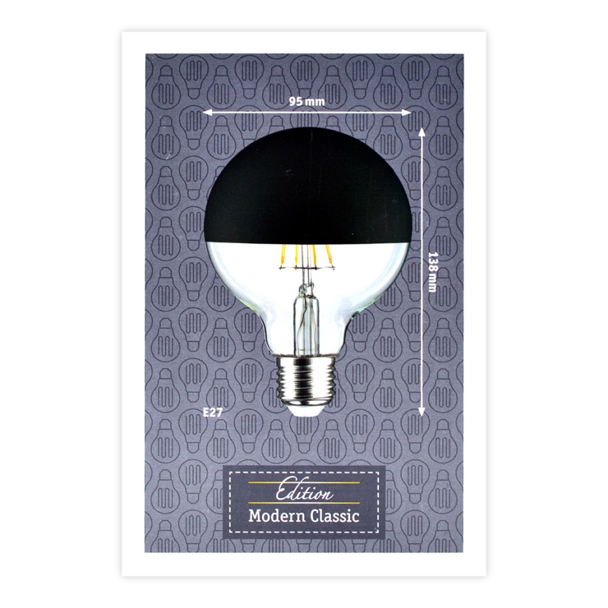 Reguliuojama LED lemputė su veidrodiniu sferiniu dangteliu GLOBE G95 E27/6,5W/230V 2700K black - Paulmann 28676