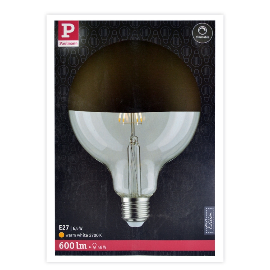 Reguliuojama LED lemputė su veidrodiniu sferiniu dangteliu  G125 E27/6,5W/230V 2700K - Paulmann 28679