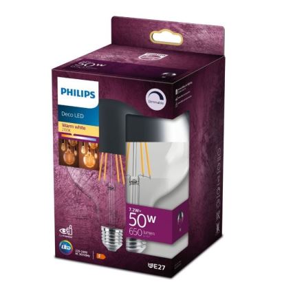 Reguliuojama LED lemputė su veidrodiniu sferiniu dangteliu Philips G125 E27/7,2W/230V 2700K