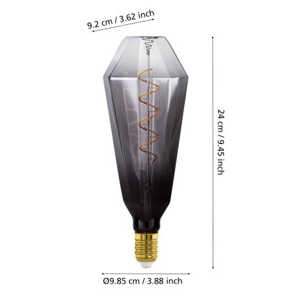 Reguliuojama LED lemputė VINTAGE E27/4W/230V 1800K, dūminė - Eglo 110238