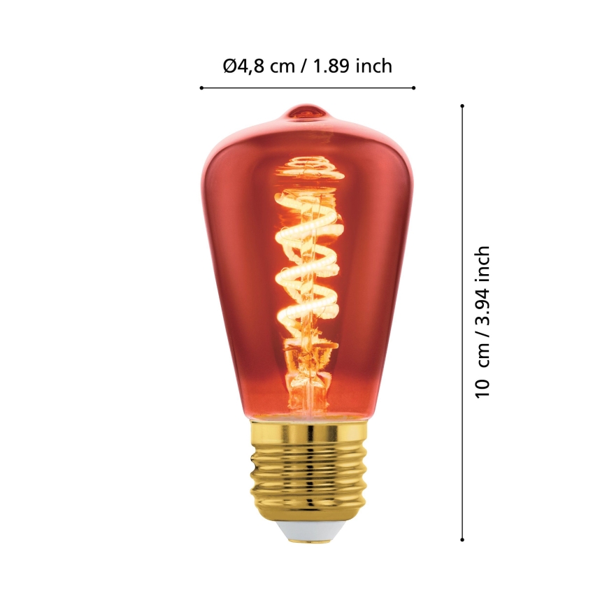 Reguliuojama LED lemputė VINTAGE ST48 E27/4W/230V 2000K raudona - Eglo 110199