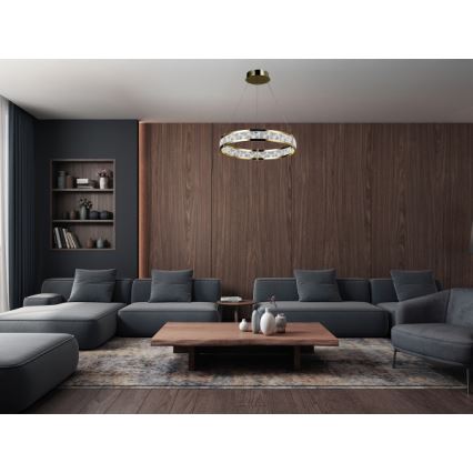 Reguliuojama LED krištolinė liustra ant laido ENRIQUE LED/40W//230V 3000-6000K skersmuo 60 cm + su nuotoliniu pultu