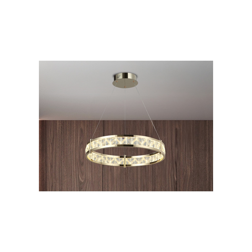 Reguliuojama LED krištolinė liustra ant laido ENRIQUE LED/40W//230V 3000-6000K skersmuo 60 cm + su nuotoliniu pultu