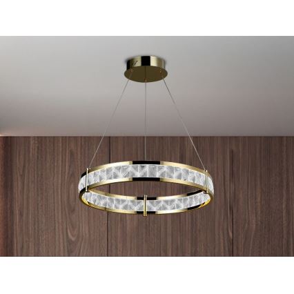 Reguliuojama LED krištolinė liustra ant laido ENRIQUE LED/40W//230V 3000-6000K skersmuo 60 cm + su nuotoliniu pultu