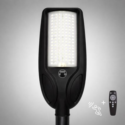 Reguliuojama LED saulės gatvės lempa su jutikliu VENICE LED/100W/3,2V 6000 mAh IP65 juoda + nuotolinis valdymas