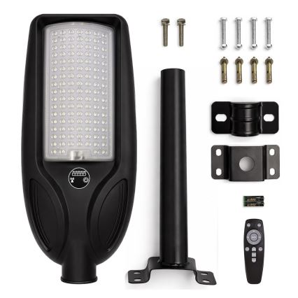 Reguliuojama LED saulės gatvės lempa su jutikliu VENICE LED/100W/3,2V 6000 mAh IP65 juoda + nuotolinis valdymas