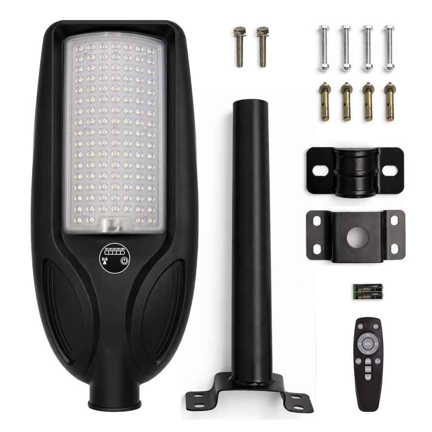 Reguliuojama LED saulės gatvės lempa su jutikliu VENICE LED/100W/3,2V 6000 mAh IP65 juoda + nuotolinis valdymas