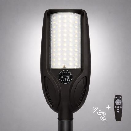 Reguliuojama LED saulės gatvės lempa su jutikliu VENICE LED/50W/3,2V 4000 mAh IP65 juoda + nuotolinis valdymas