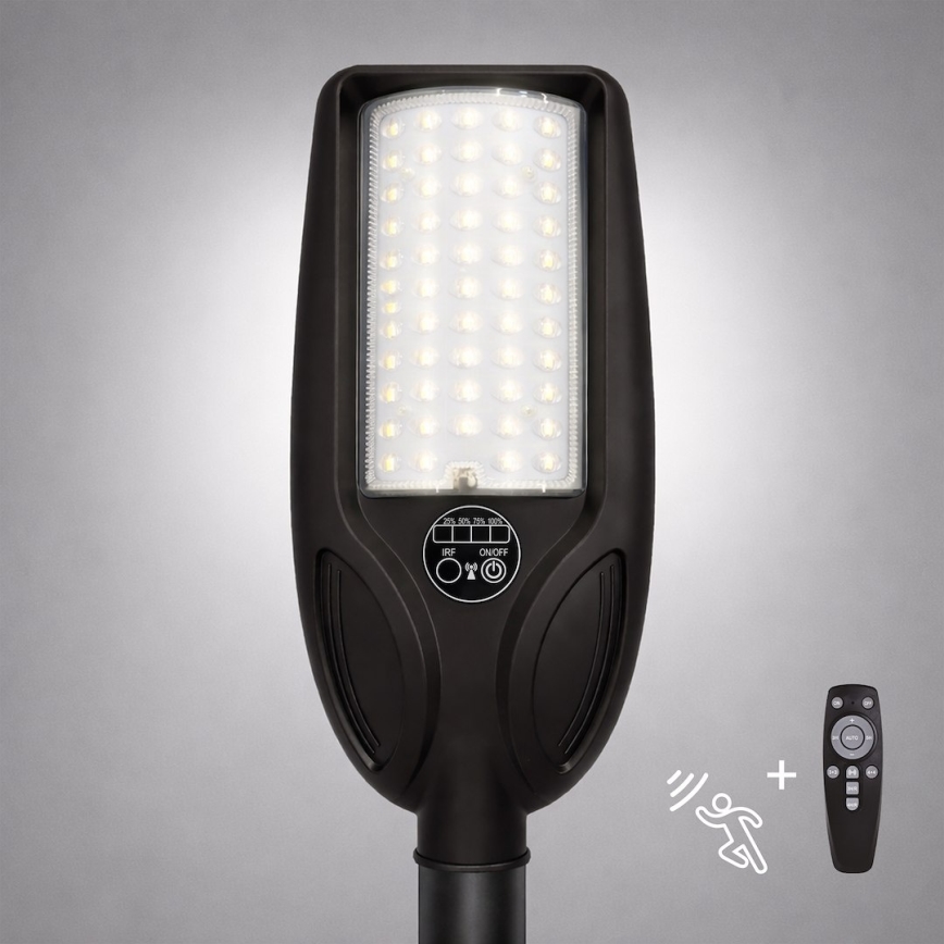Reguliuojama LED saulės gatvės lempa su jutikliu VENICE LED/50W/3,2V 4000 mAh IP65 juoda + nuotolinis valdymas