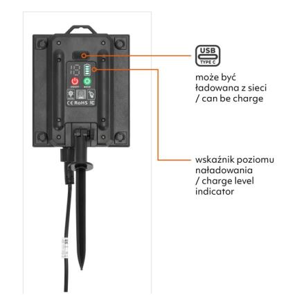LED dimeriuojama saulės dekoratyvinė girlianda STARLIGHT NEO 20xE27/3,7V 2700K IP54 2400 mAh 21,5m + su nuotoliniu pulteliu