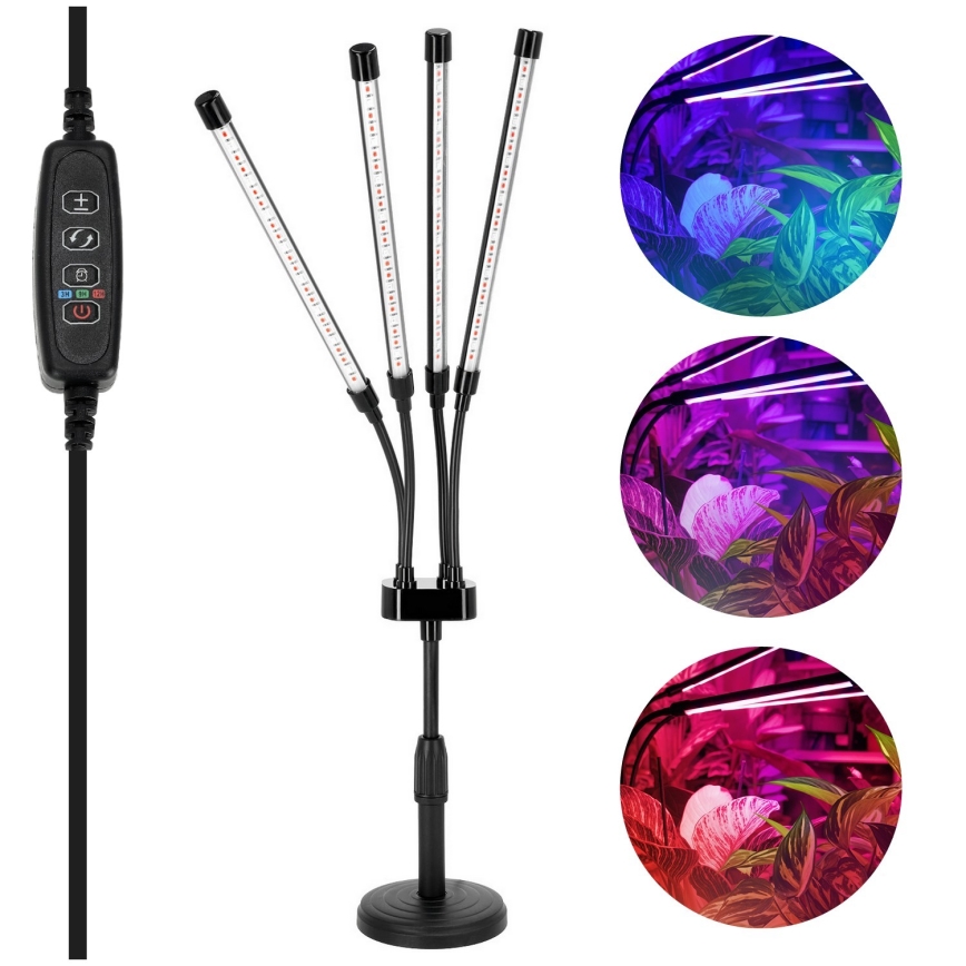 LED reguliuojama lanksti stalinė lempa augalų auginimui VITARO 4xLED/10W/230V juoda