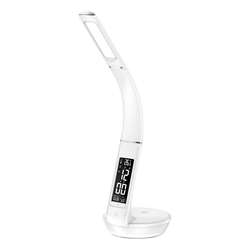 Reguliuojama LED stalinė lempa su belaidžiu įkrovimu Qi 5W ir ekranas LED/6W/230V 3000/4000/6000K balta