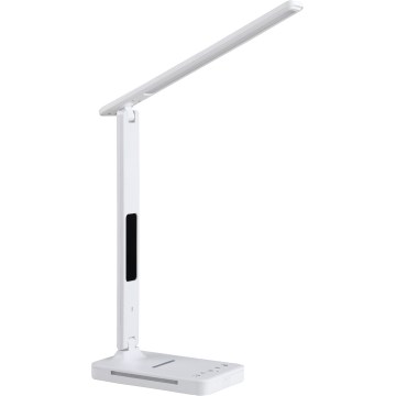 Reguliuojama LED stalinė lempa su belaidžiu įkrovimu QI, ekranas ir USB prievadas LED/7W/230V 3000-6000K balta
