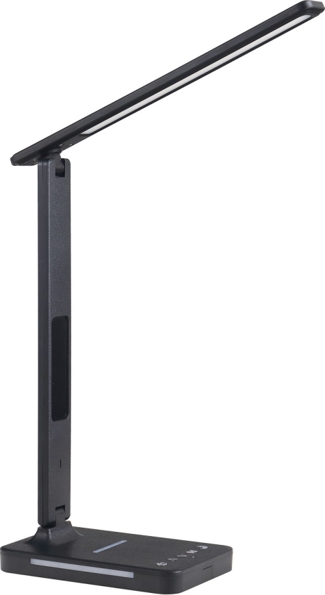 Reguliuojama LED stalinė lempa su belaidžiu įkrovimu QI, ekranas ir USB prievadas LED/7W/230V 3000-6000K juoda