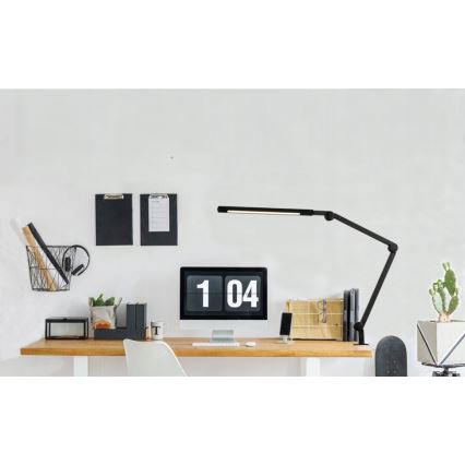 LED reguliuojama jutiklinė lanksti stalo lempa su spaustuku LED/12W/230V 3000/4000/6000K juoda