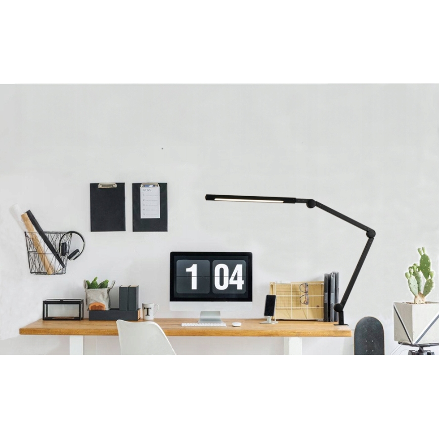 LED reguliuojama jutiklinė lanksti stalo lempa su spaustuku LED/12W/230V 3000/4000/6000K juoda
