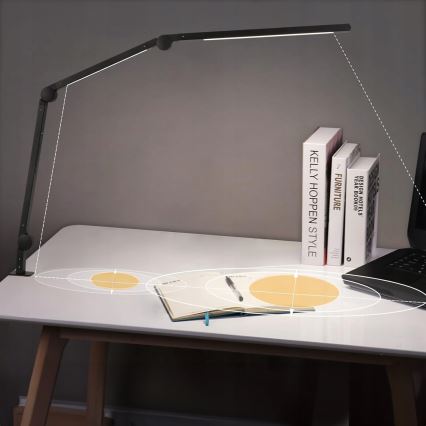 LED reguliuojama jutiklinė lanksti stalo lempa su spaustuku LED/12W/230V 3000/4000/6000K juoda