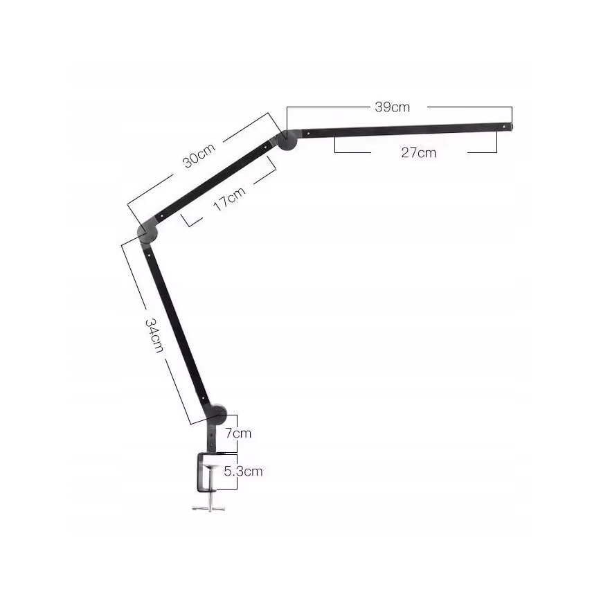 LED reguliuojama jutiklinė lanksti stalo lempa su spaustuku LED/12W/230V 3000/4000/6000K juoda