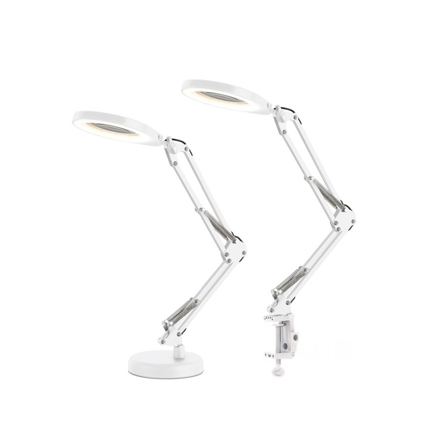Reguliuojama LED stalinė lempa su lupa 2in1 AURIQ LOUPE LED/10W/5V 3000/4000/6500K balta