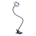 Reguliuojama LED stalinė lempa su segtuku LED/8W/230V 3000/4000/5000K juoda