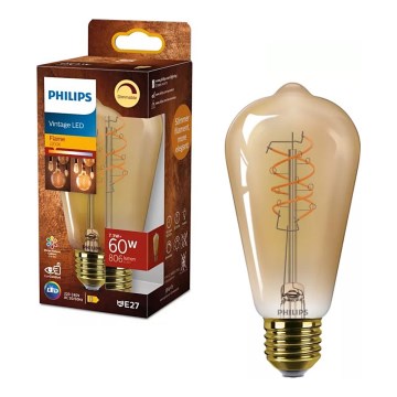 Reguliuojama LED VINTAGE lemputė Philips ST64 E27/7,3W/230V 2200K CRI 90