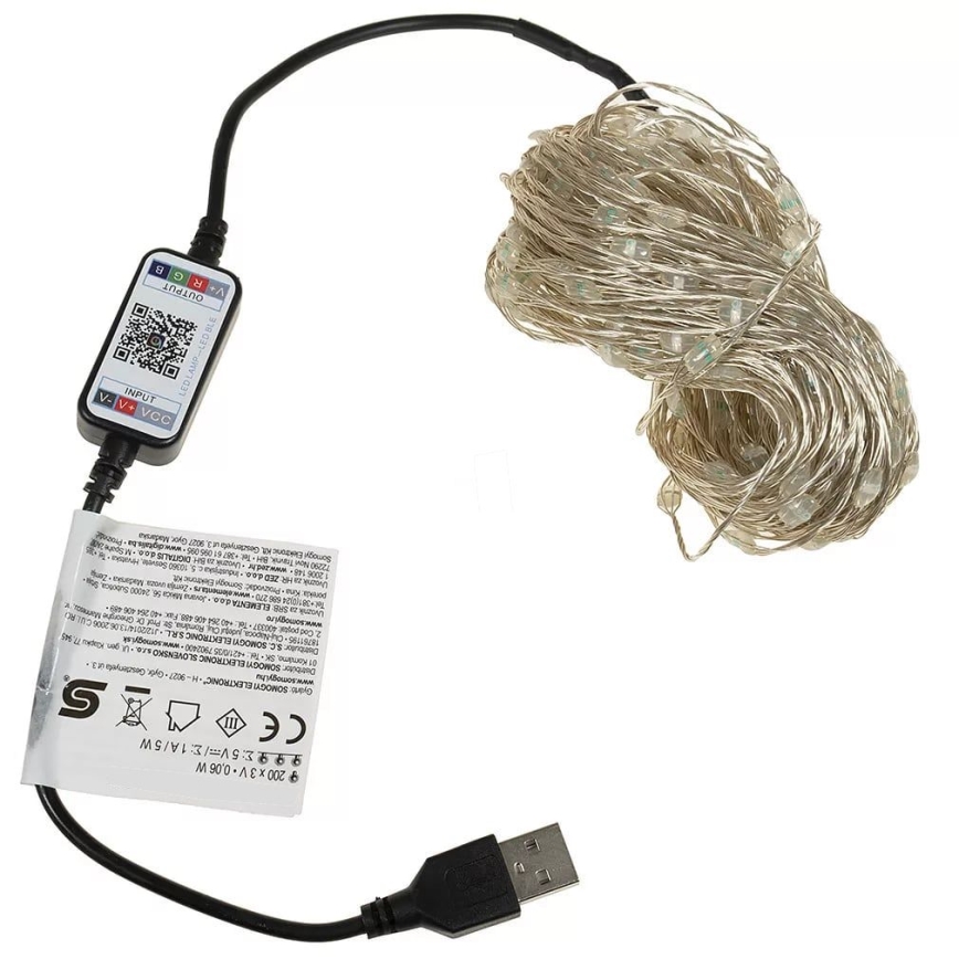 Reguliuojama RGB LED girlianda, 200 LED/29 funkcijų, 20,4m