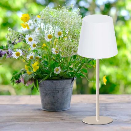 LED RGBW reguliuojama jutiklinė lauko stalinė lempa LUCIA LED/2W/5V 1800/2700/6500K 3600 mAh IP44 smėlio spalvos